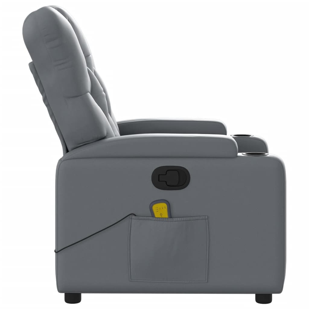 vidaXL Massage Recliner Chair Grey Faux Leather