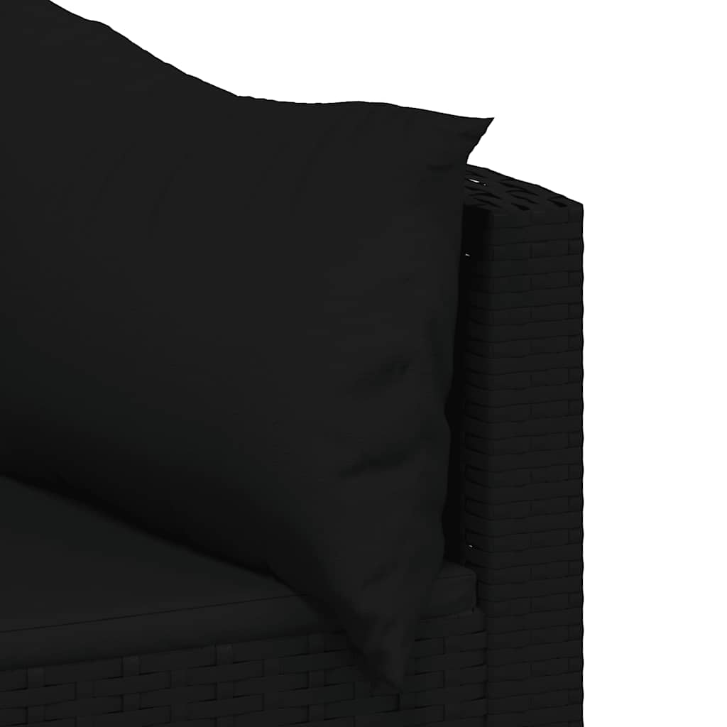 vidaXL 3 Piece Garden Lounge Set with Cushions Black Poly Rattan