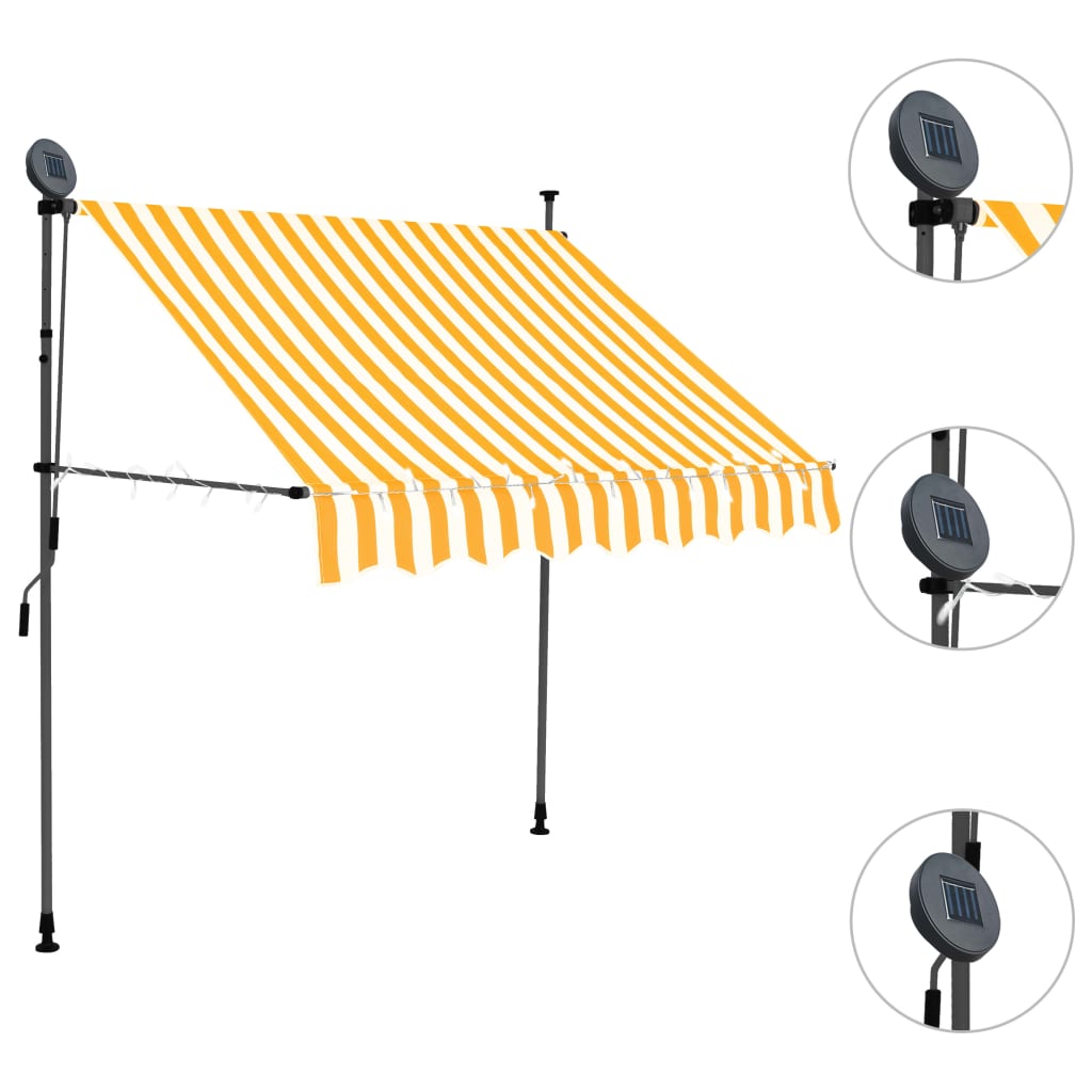 vidaXL Manual Retractable Awning with LED 200 cm White and Orange