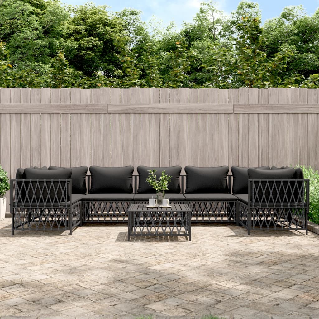 vidaXL 8 Piece Garden Lounge Set with Cushions Anthracite Steel