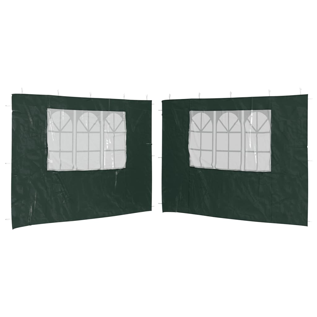 vidaXL Party Tent Sidewall 2 pcs with Window PE Green