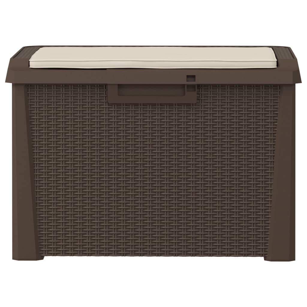 vidaXL Garden Storage Box with Seat Cushion Brown 125 L PP