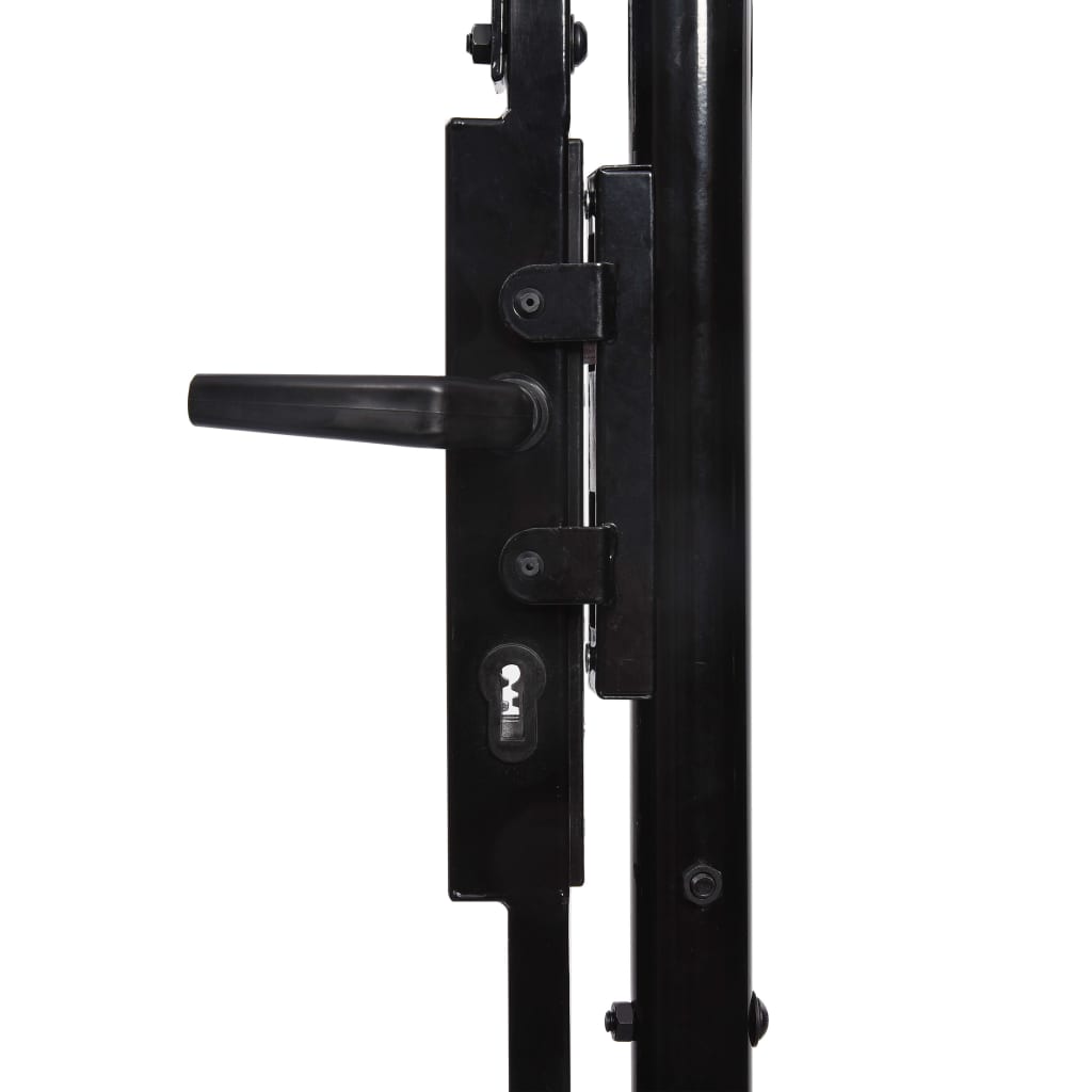 vidaXL Fence Gate Single Door with Spike Top Steel 1x1 m Black