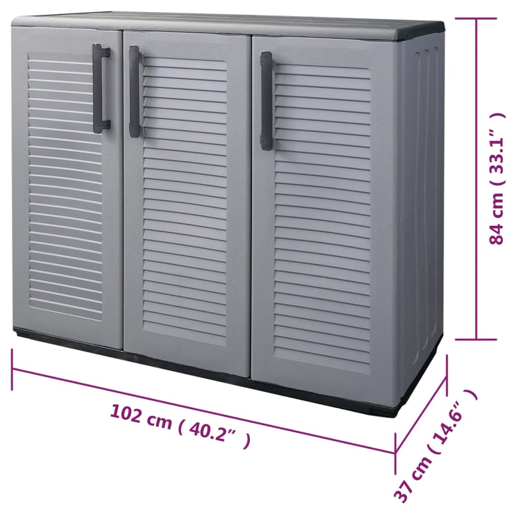 vidaXL Garden Storage Cabinet Grey and Black 102x37x84 cm PP