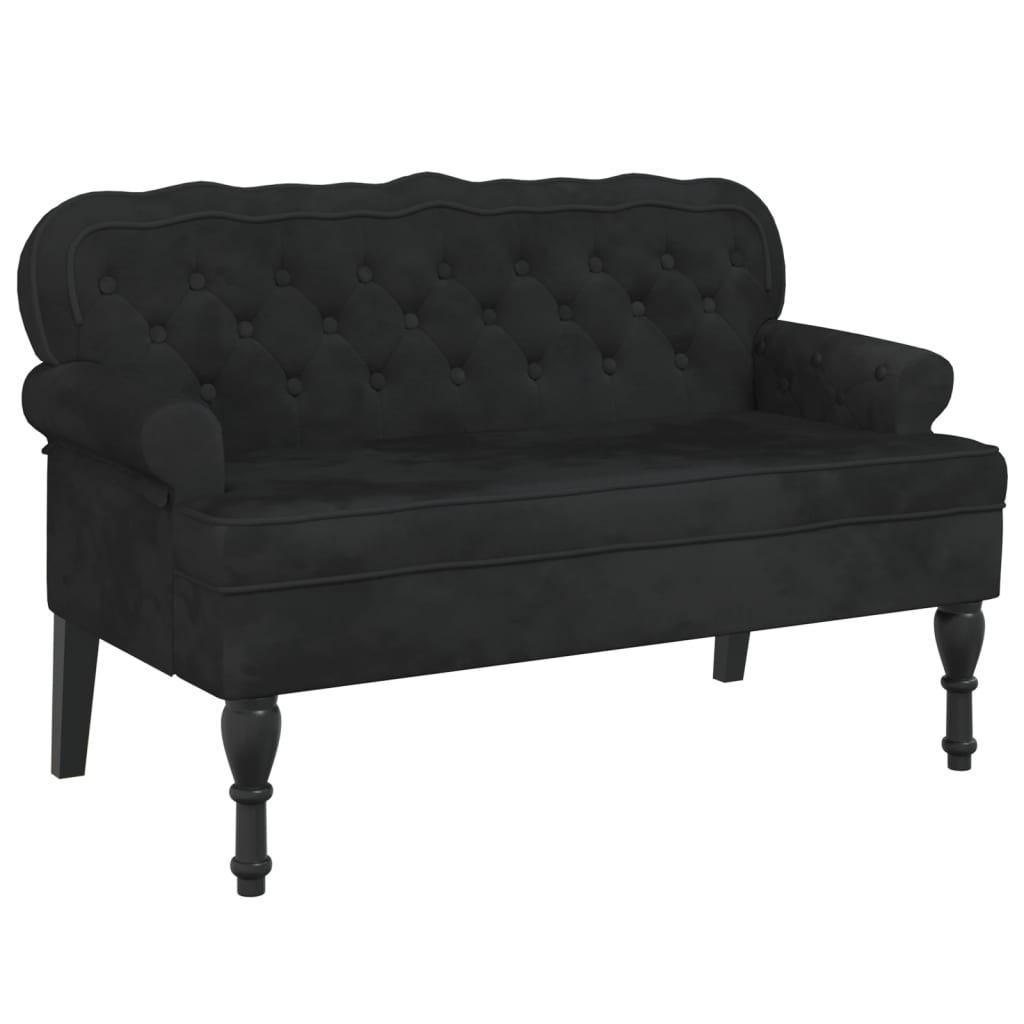 vidaXL Bench with Backrest Black 119.5x64.5x75 cm Velvet