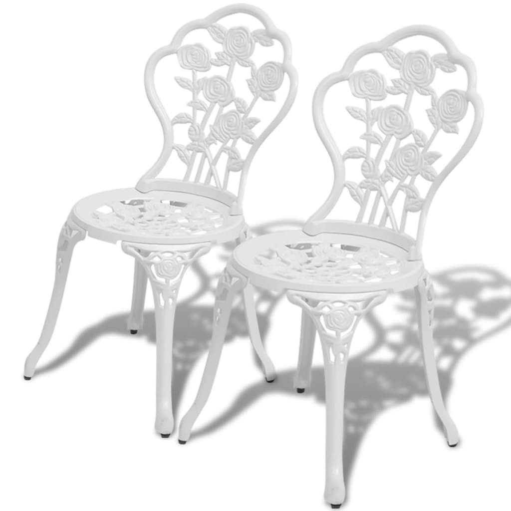 vidaXL Bistro Table And Chair White Cast Aluminium Medium Fancy — free download