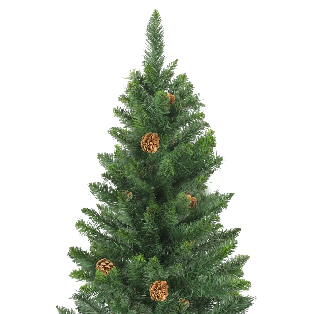 vidaXL Artificial Pre-lit Christmas Tree with Pine Cones Green 210 cm