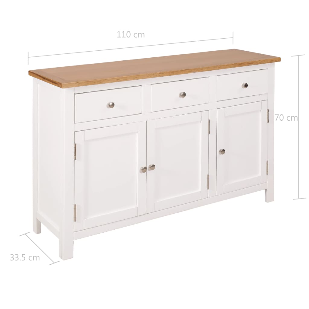 vidaXL Sideboard 110x33.5x70 cm Solid Oak Wood