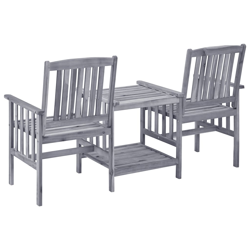 vidaXL Garden Chairs with Tea Table and Cushions Solid Acacia Wood