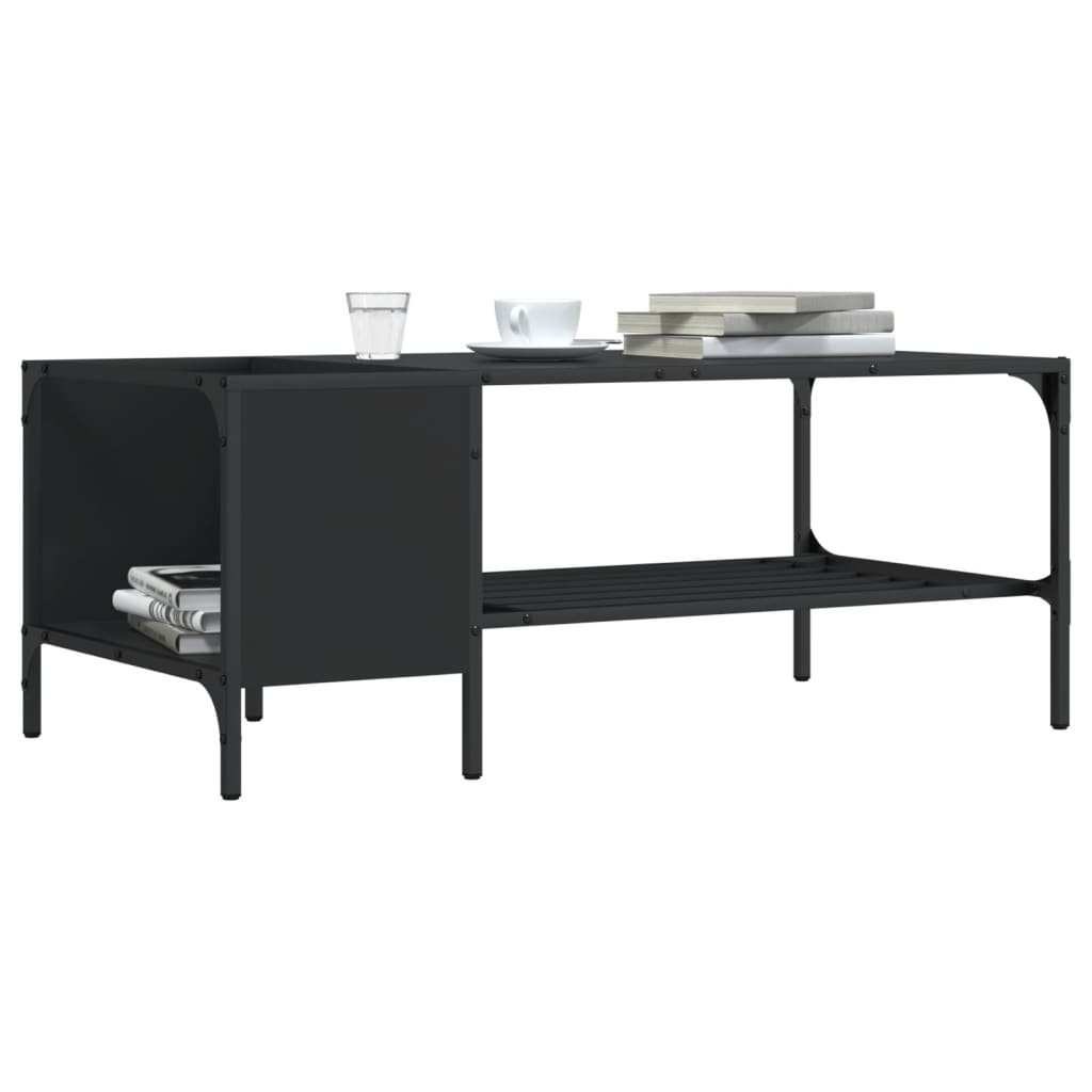 vidaXL Coffee Table with Rack Black 100x51x40 cm Engineered Wood
