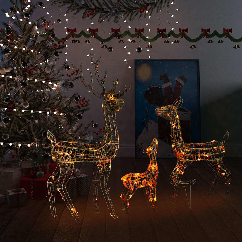 vidaXL Acrylic Reindeer Family Christmas Decoration 300 LED Colourful