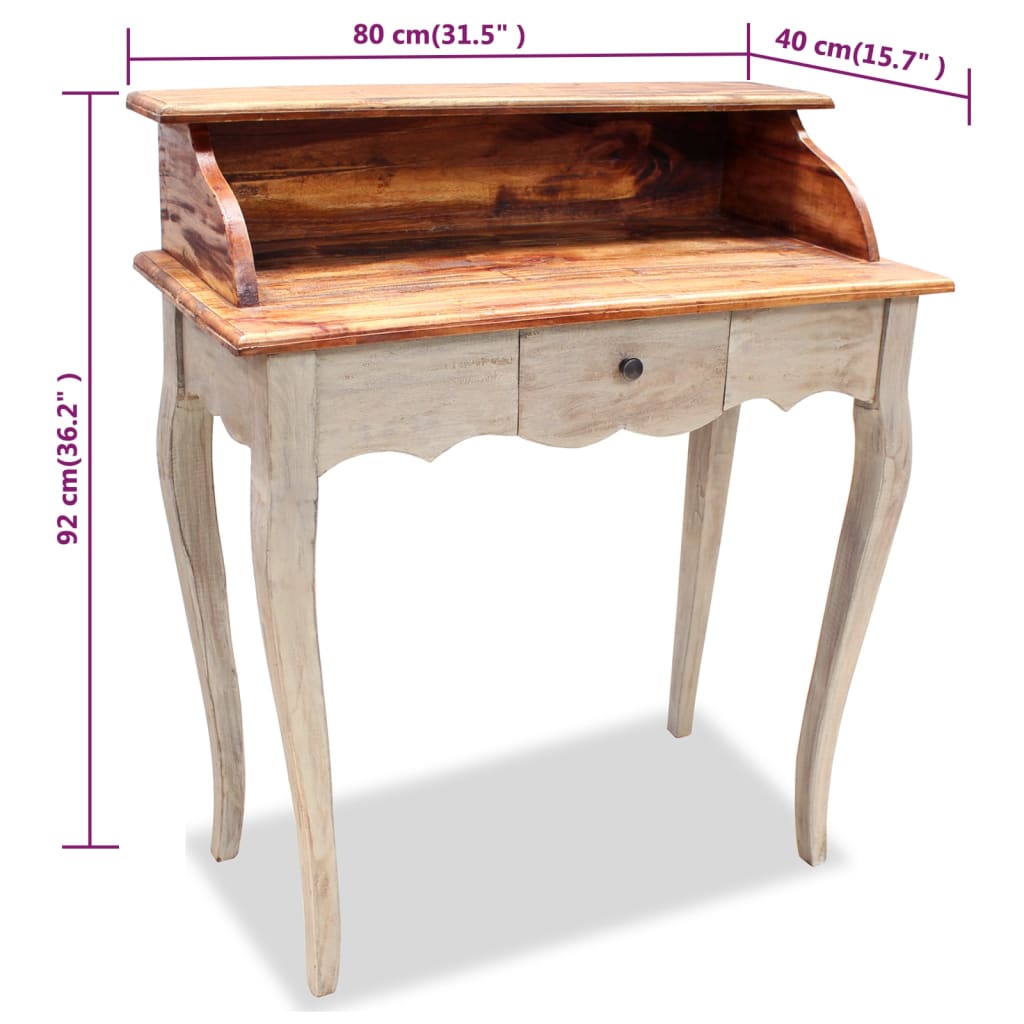 vidaXL Writing Desk Solid Reclaimed Wood 80x40x92 cm