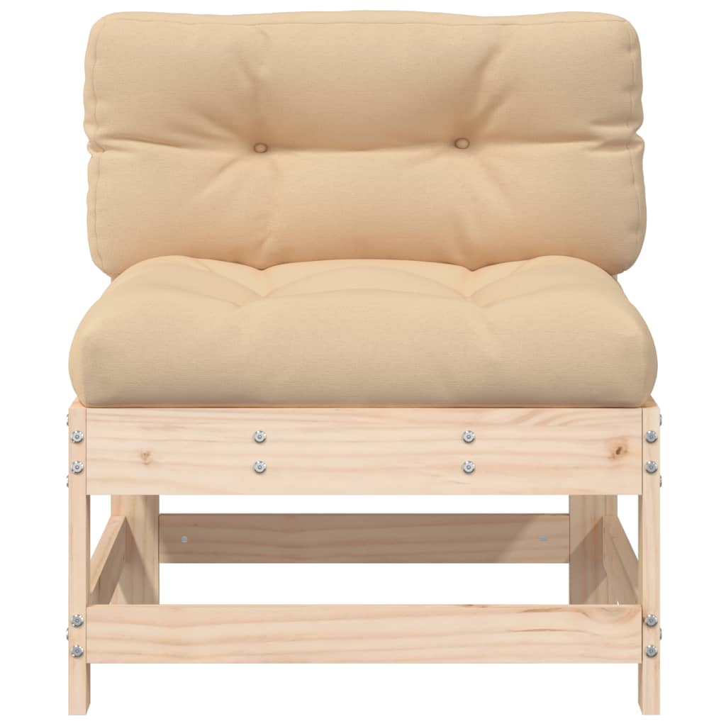 vidaXL Middle Sofa with Cushions Solid Wood Pine