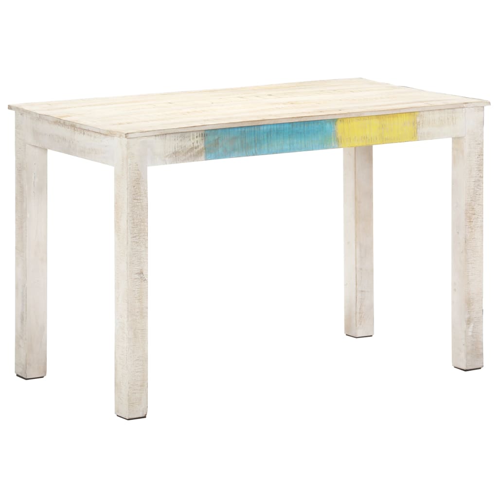 vidaXL Dining Table White 120x60x76 cm Solid Mango Wood