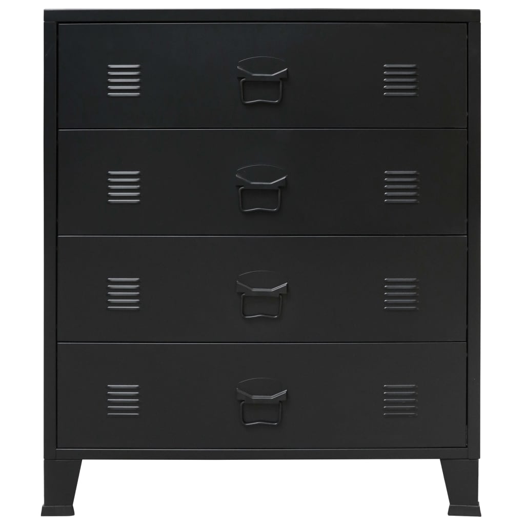 vidaXL Chest of Drawers Metal Industrial Style 78x40x93 cm Black