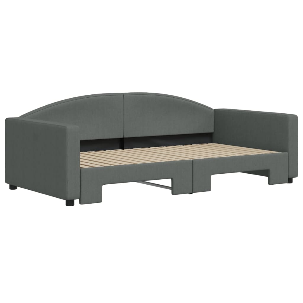 vidaXL Daybed with Trundle without Mattress Dark Grey 100x190 cm