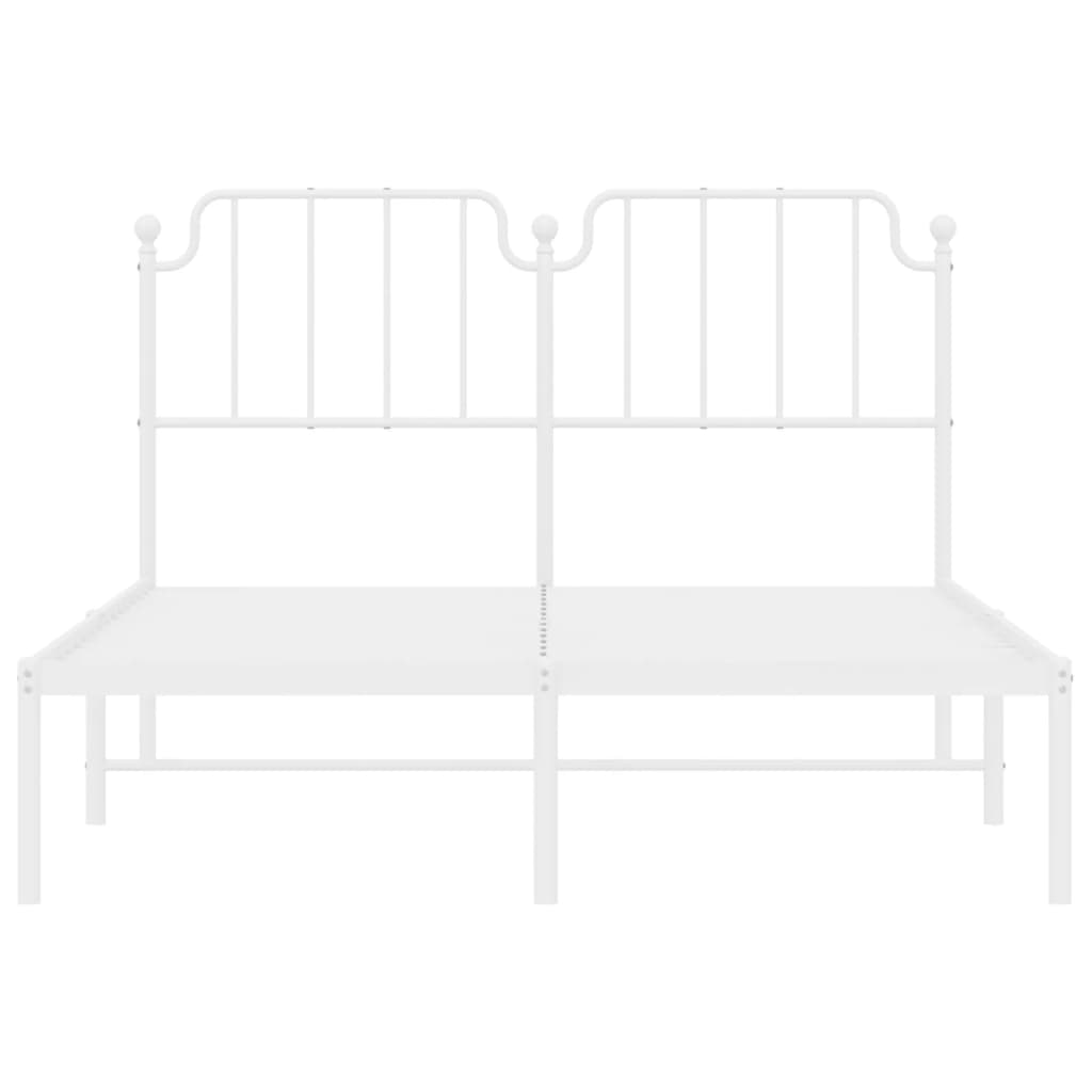 vidaXL Metal Bed Frame without Mattress with Headboard White 150x200 cm King Size