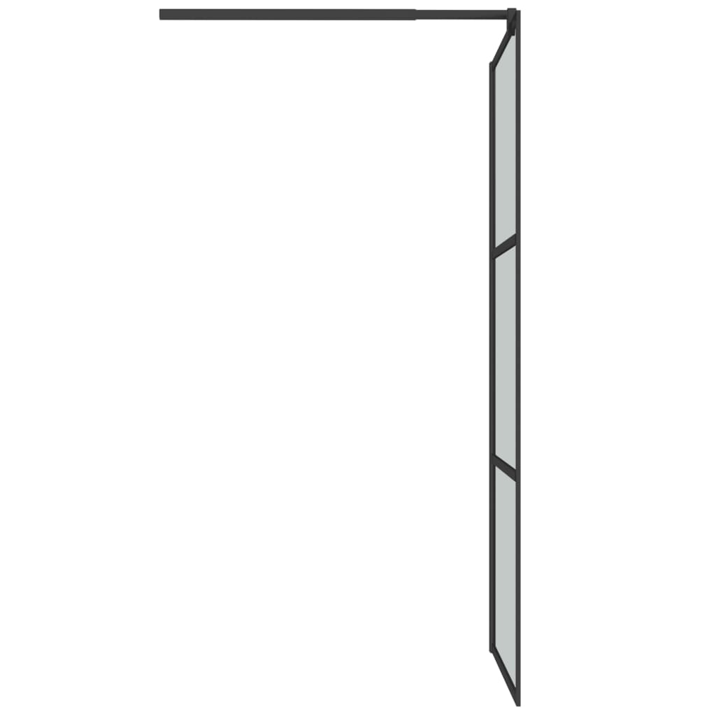 vidaXL Walk-in Shower Wall with Shelf Black 100x195 cm ESG Glass&Aluminium