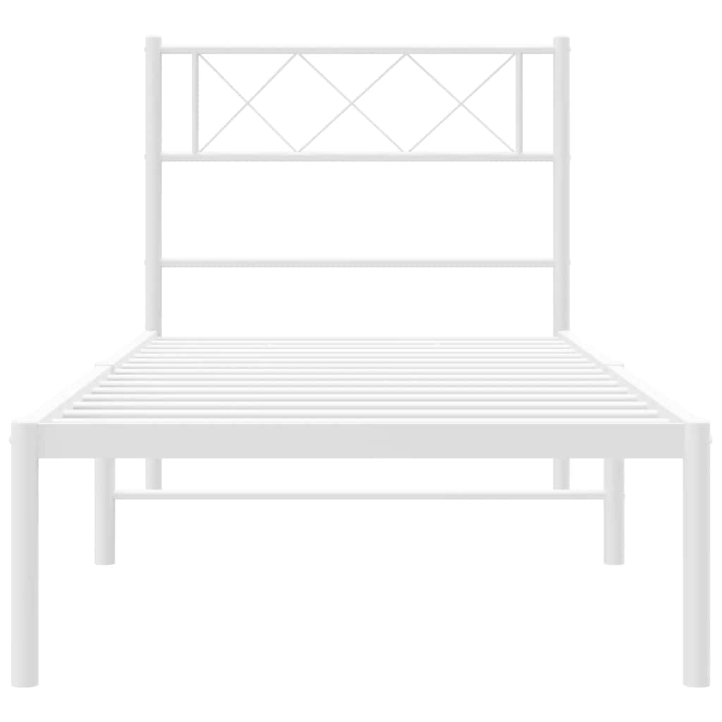vidaXL Metal Bed Frame without Mattress with Headboard White 100x190cm