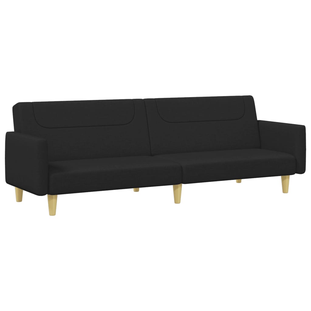 vidaXL 2-Seater Sofa Bed with Footstool Black Fabric