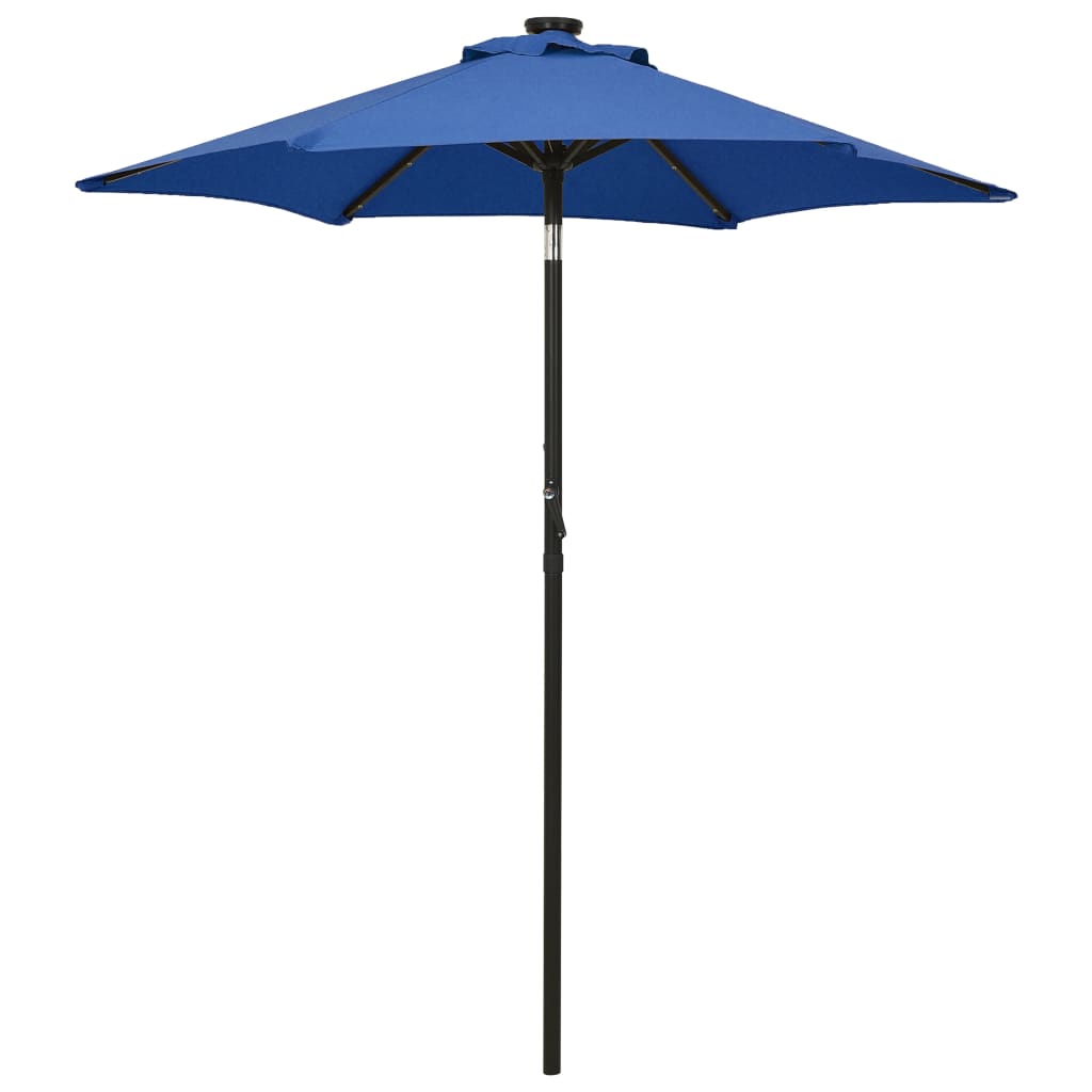 vidaXL Garden Parasol with LED Lights Azure Blue 200x211 cm Aluminium