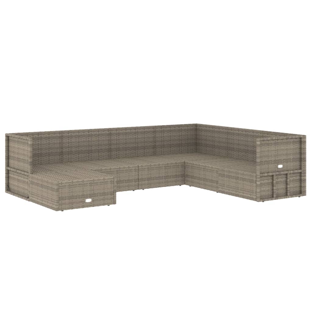 vidaXL 7 Piece Garden Lounge Set with Cushions Grey Poly Rattan