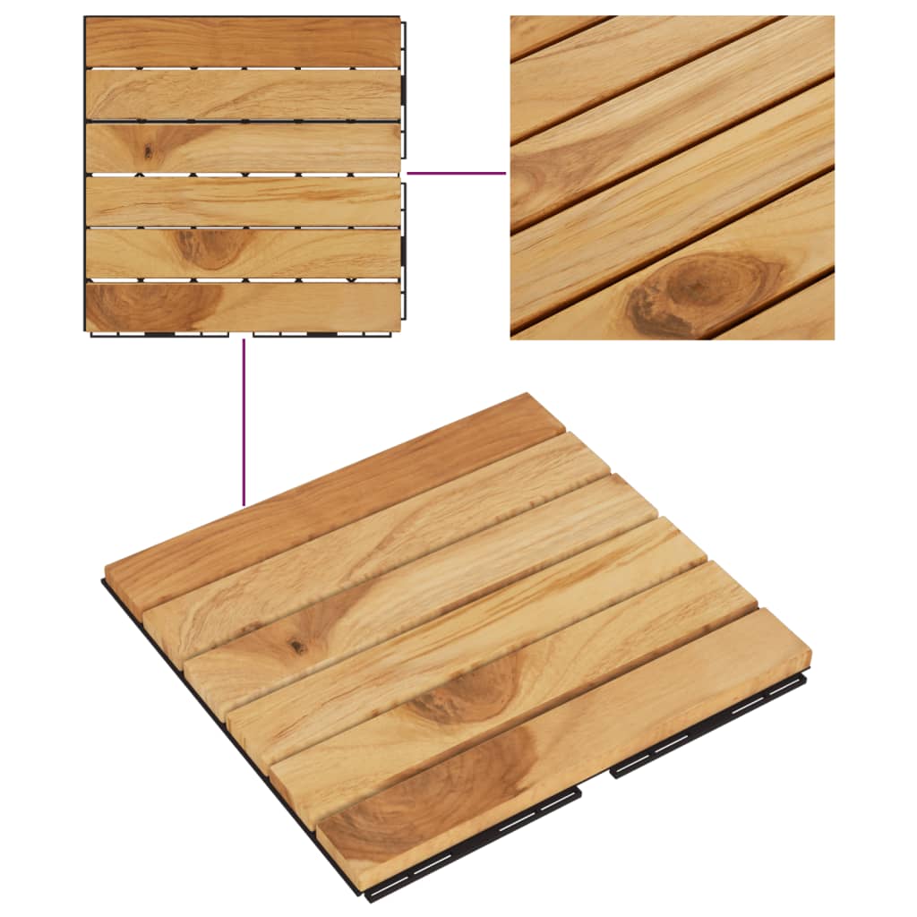 vidaXL Decking Tiles 20 pcs 30x30 cm Solid Wood Teak Vertical Pattern
