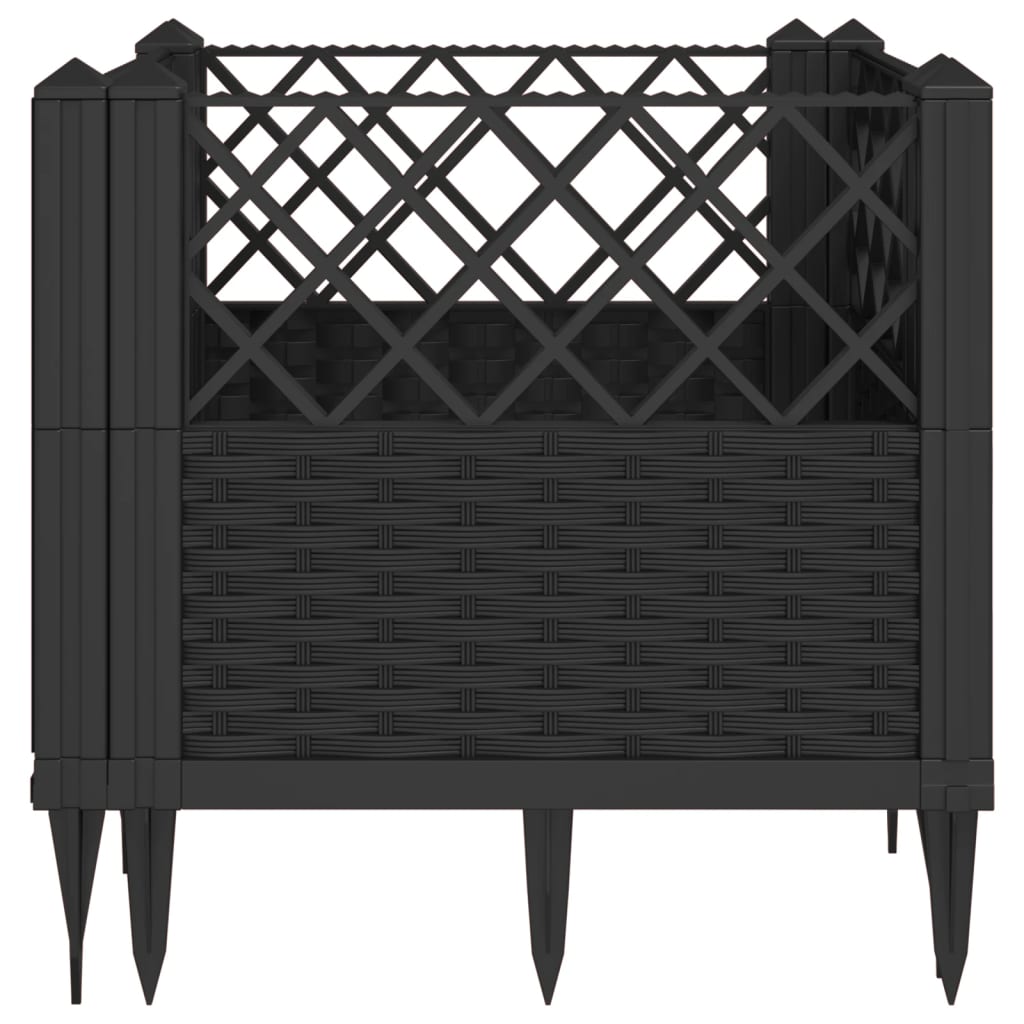 vidaXL Garden Planter with Pegs Black 43.5x43.5x43.5 cm PP