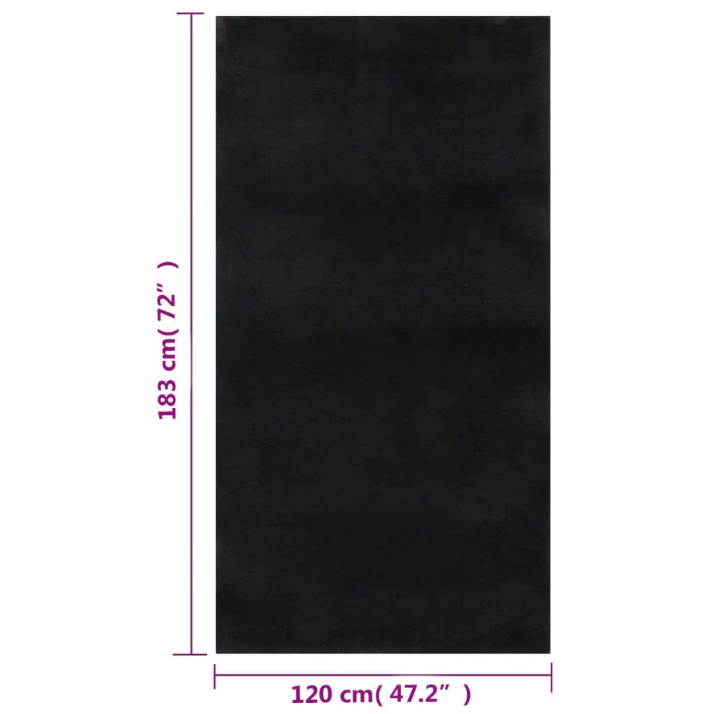 vidaXL Shaggy Rug Black 120x183 cm Polyester
