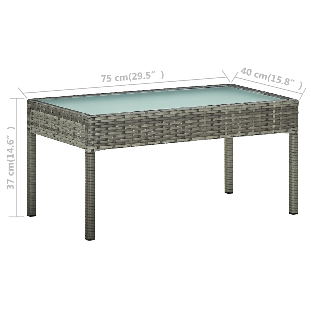 vidaXL 4 Piece Garden Lounge Set with Cushions Poly Rattan Grey