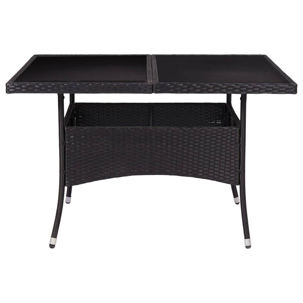 vidaXL Outdoor Dining Table Black Poly Rattan and Glass