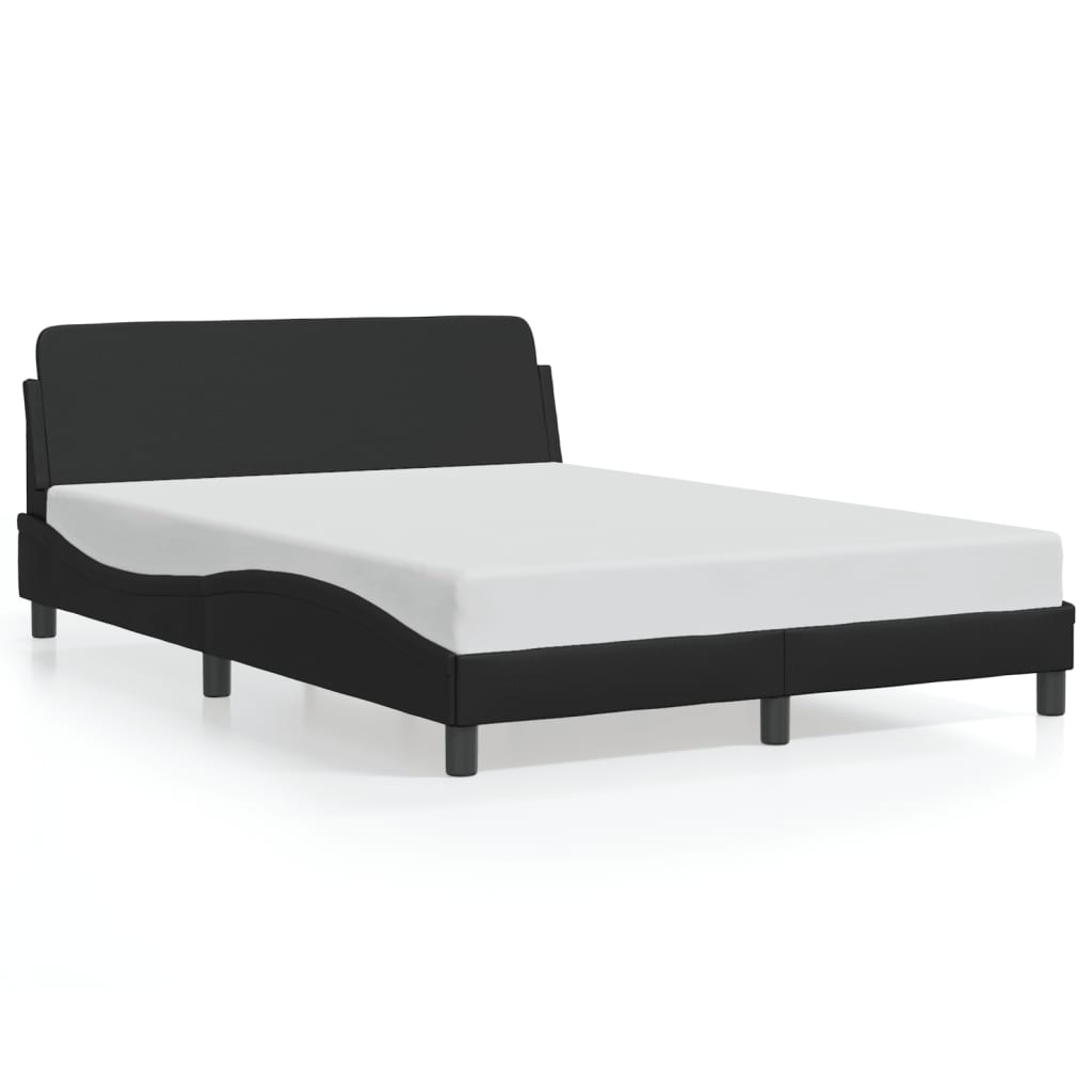 vidaXL Bed Frame with Headboard Black 137x190 cm Faux Leather