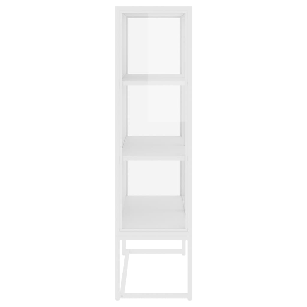 vidaXL Highboard White 80x35x135 cm Steel and Tempered Glass