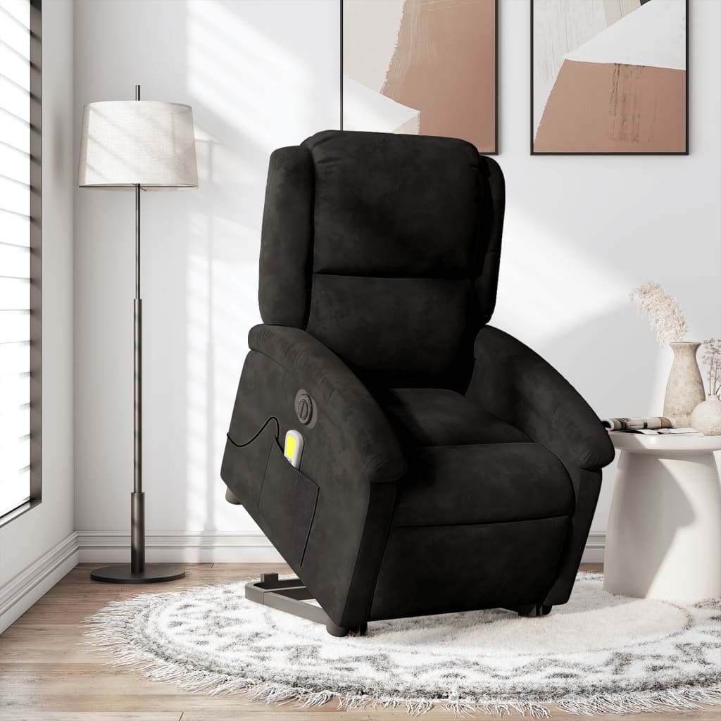 vidaXL Electric Stand up Massage Recliner Chair Black Velvet
