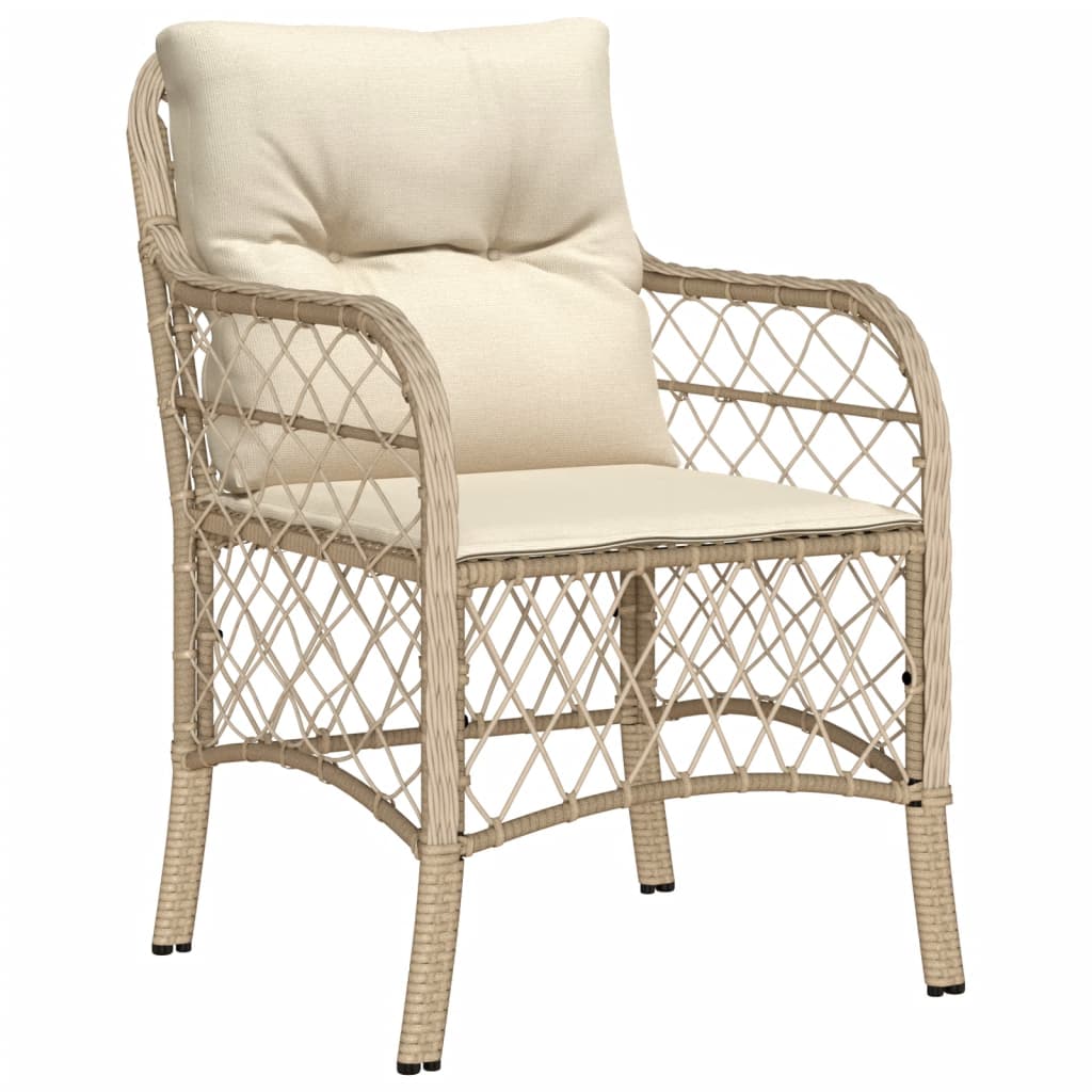 vidaXL 3 Piece Bistro Set with Cushions Beige Poly Rattan