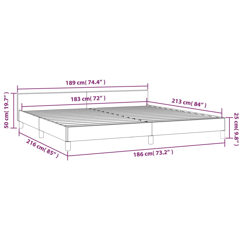 vidaXL Bed Frame with Headboard Dark Grey 183x213cm California King Velvet