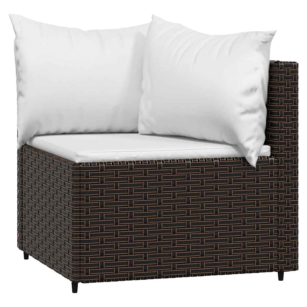 vidaXL Garden Corner Sofas with Cushions 2 pcs Brown Poly Rattan