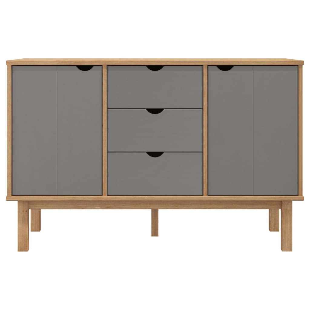 vidaXL Sideboard OTTA Brown and Grey 113.5x43x73 cm Solid Wood Pine