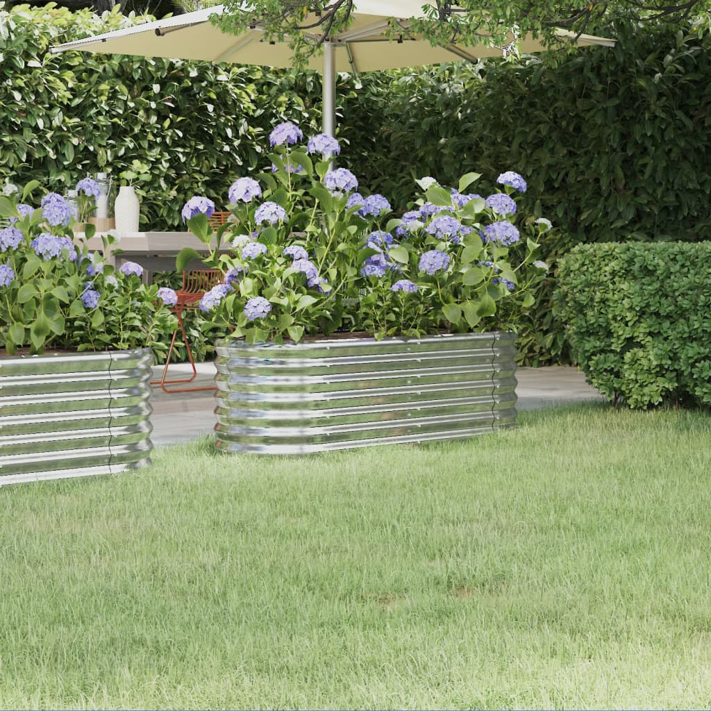 vidaXL Garden Raised Bed Powder-coated Steel 114x40x36 cm Silver