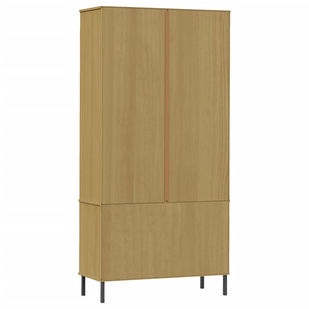 vidaXL Bookcase with Metal Legs Brown 85x35x172.5 cm Solid Wood OSLO