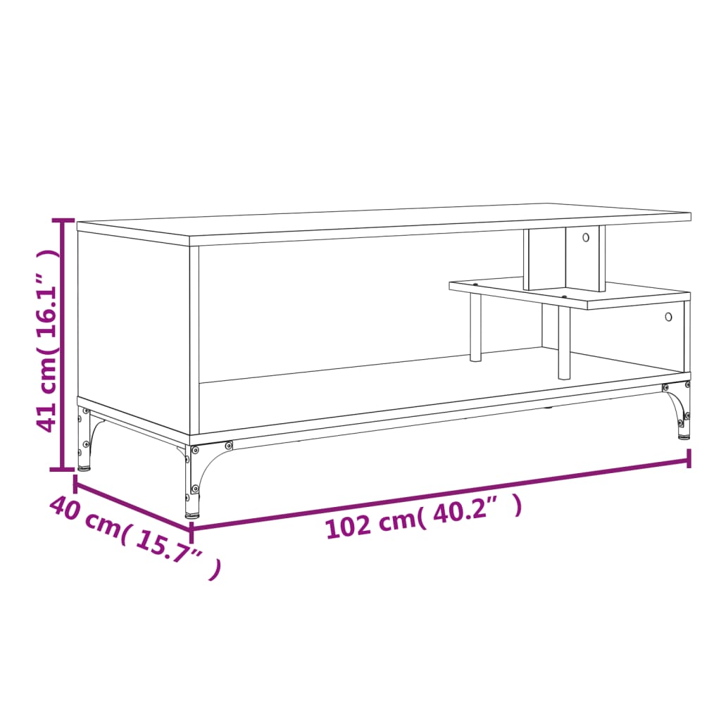 vidaXL TV Cabinet Black 102x40x41 cm Engineered Wood and Powder-coated Steel