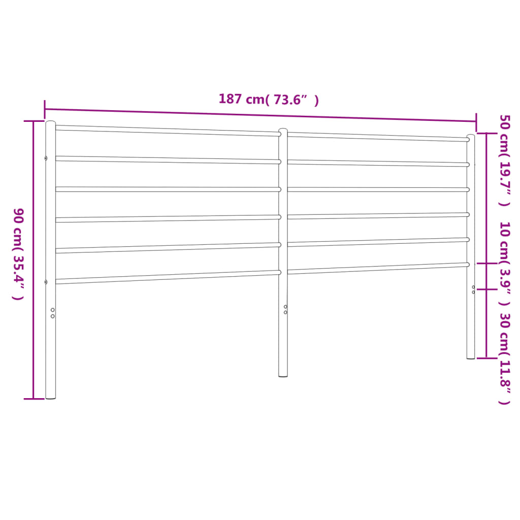 vidaXL Metal Headboard Black 180 cm