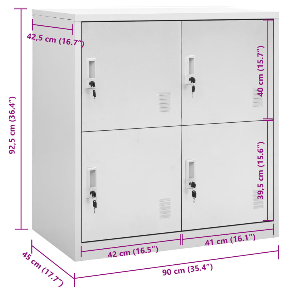 vidaXL Locker Cabinet Light Grey 90x45x92.5 cm Steel