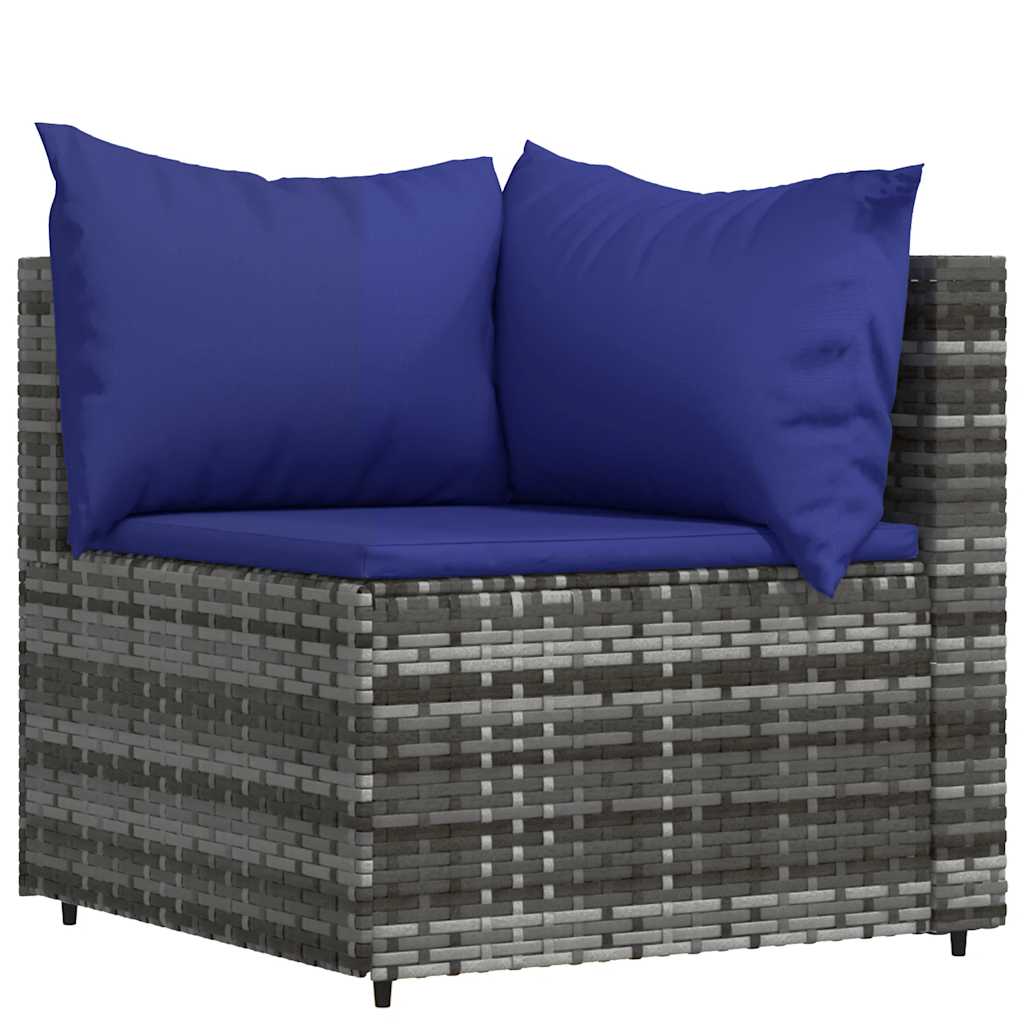 vidaXL 3 Piece Garden Lounge Set with Cushions Grey Poly Rattan