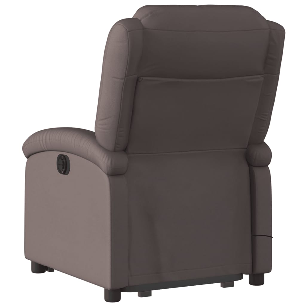 vidaXL Electric Stand up Massage Recliner Chair Dark Brown Real Leather