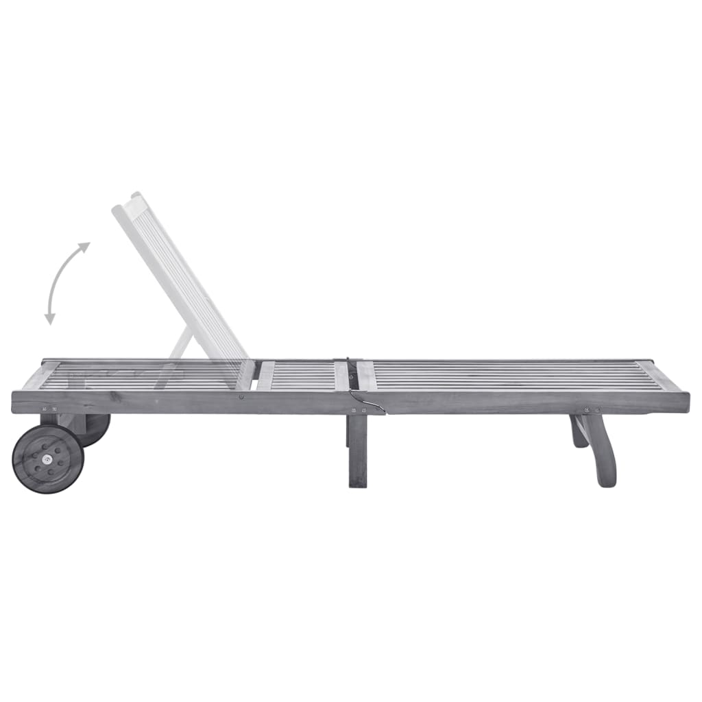 vidaXL Garden Sun Lounger with Cushion Grey Solid Acacia Wood