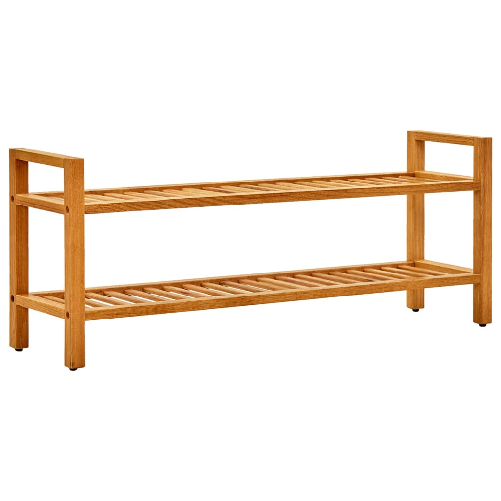 vidaXL Shoe Rack with 2 Shelves 100x27x40 cm Solid Oak Wood