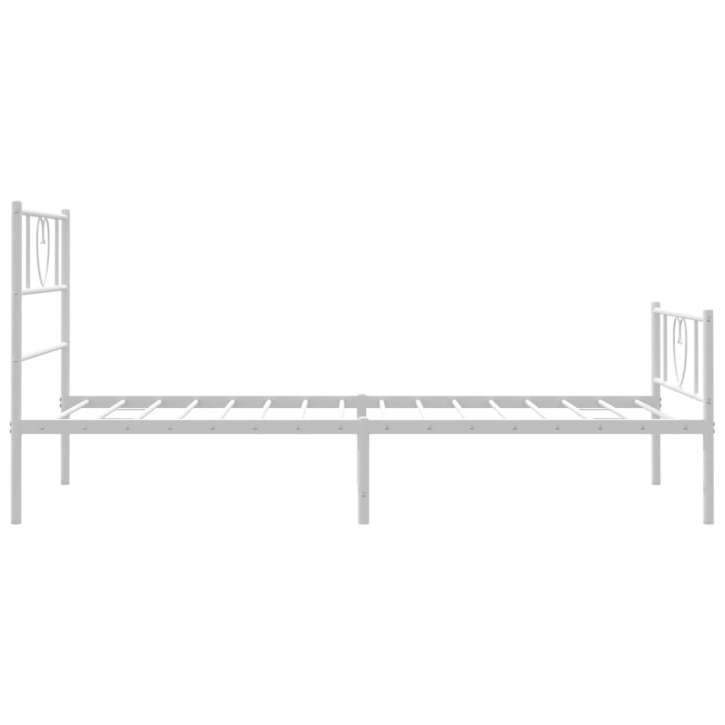 vidaXL Metal Bed Frame without Mattress with Footboard White 100x190 cm