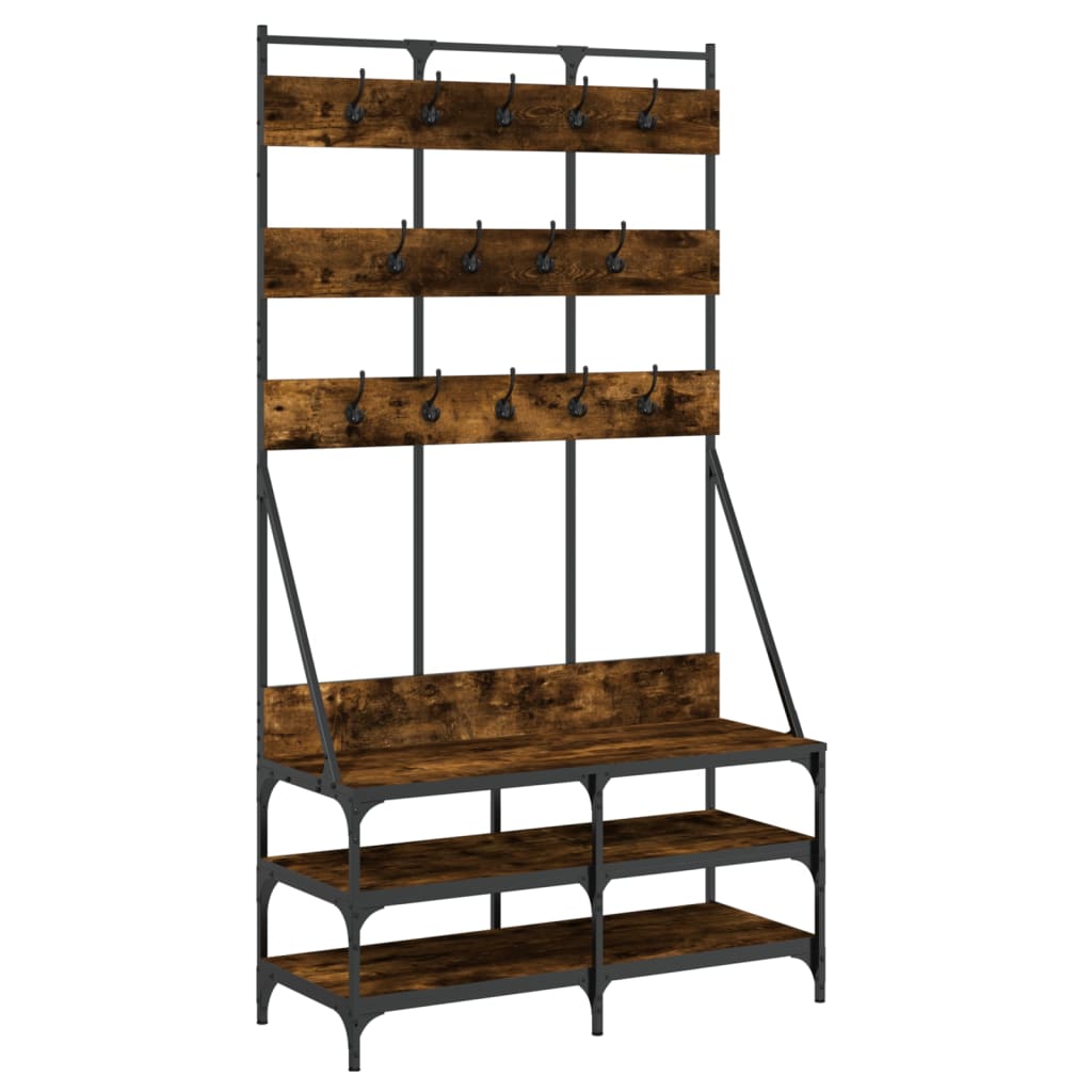 vidaXL Clothes Rack with Shoe Storage Smoked Oak 100x40x184 cm