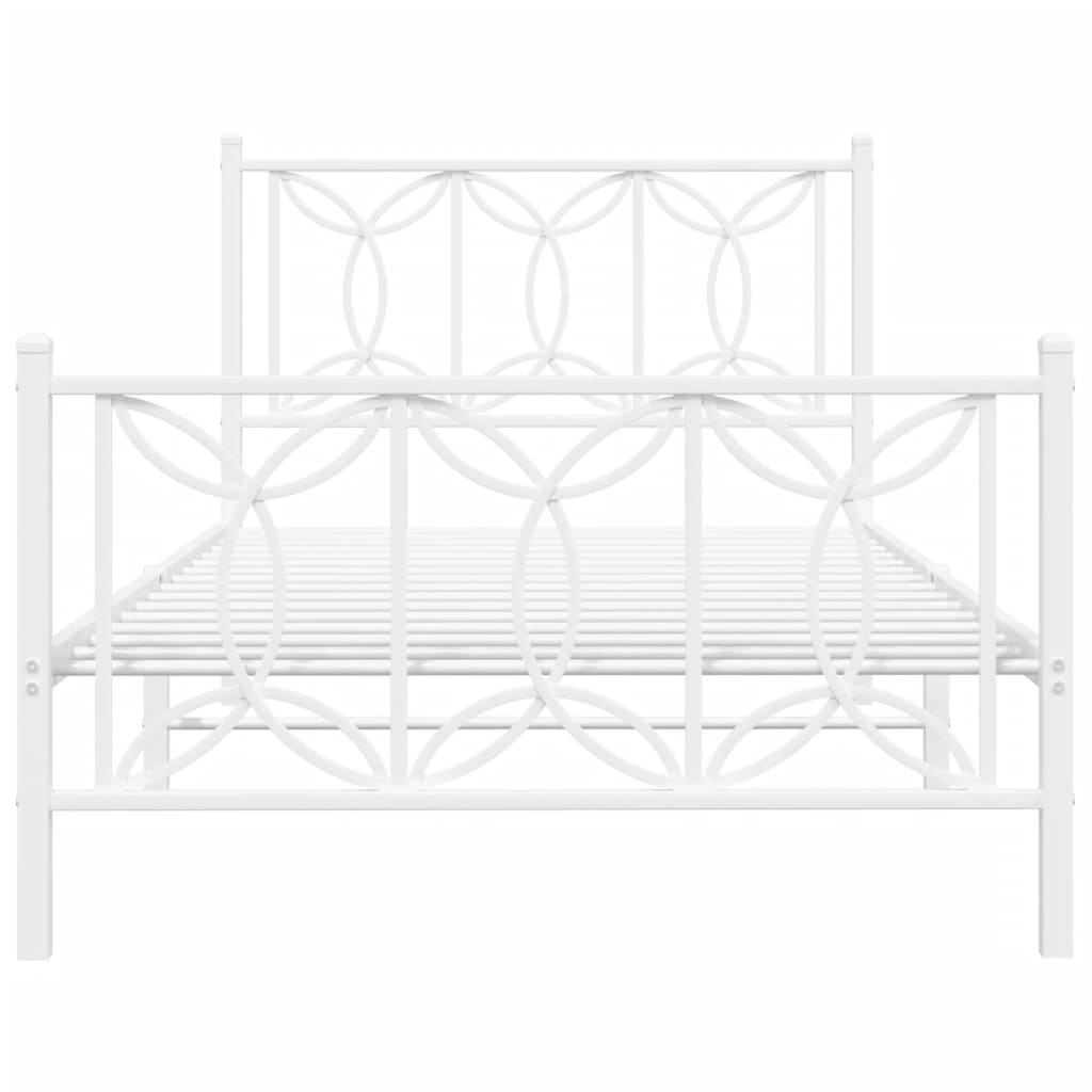 vidaXL Metal Bed Frame without Mattress with Footboard White 100x200 cm